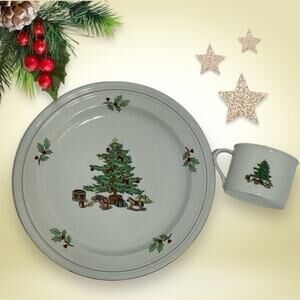 Christmas Cookie Plate & Mug Set Santa Treat Plate Holiday Hostess Gift